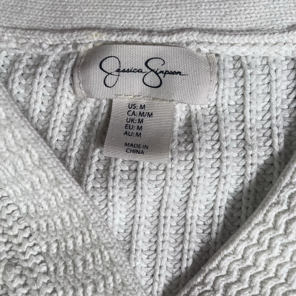 Jessica Simpson Cropped Cardigan Sweater Womens White M - Picture 5 of 6